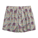 Aztec Giraffe Pattern Print Mesh Shorts