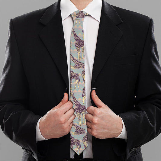 Aztec Giraffe Pattern Print Necktie