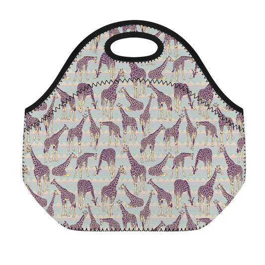 Aztec Giraffe Pattern Print Neoprene Lunch Bag