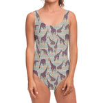 Aztec Giraffe Pattern Print One Piece Swimsuit
