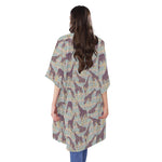 Aztec Giraffe Pattern Print Open Front Beach Cover Up