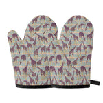 Aztec Giraffe Pattern Print Oven Mitts