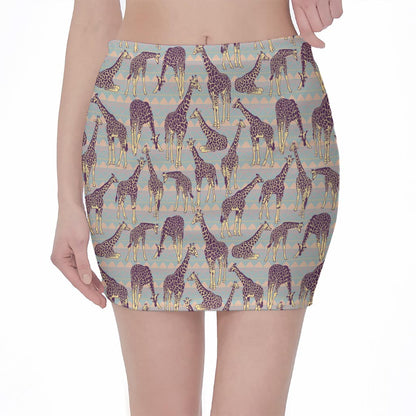 Aztec Giraffe Pattern Print Pencil Mini Skirt