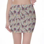 Aztec Giraffe Pattern Print Pencil Mini Skirt