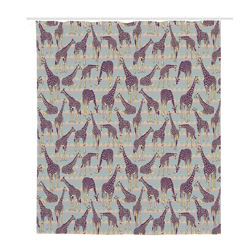 Aztec Giraffe Pattern Print Polyester Shower Curtain