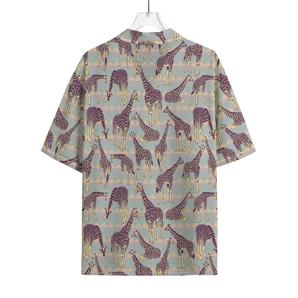 Aztec Giraffe Pattern Print Rayon Hawaiian Shirt
