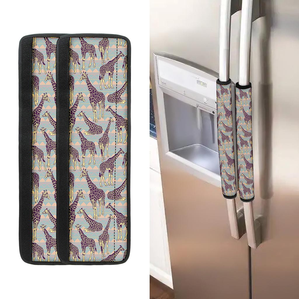 Aztec Giraffe Pattern Print Refrigerator Handle Covers