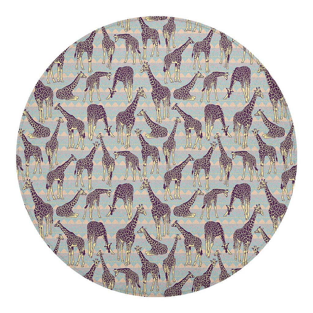 Aztec Giraffe Pattern Print Round Blanket