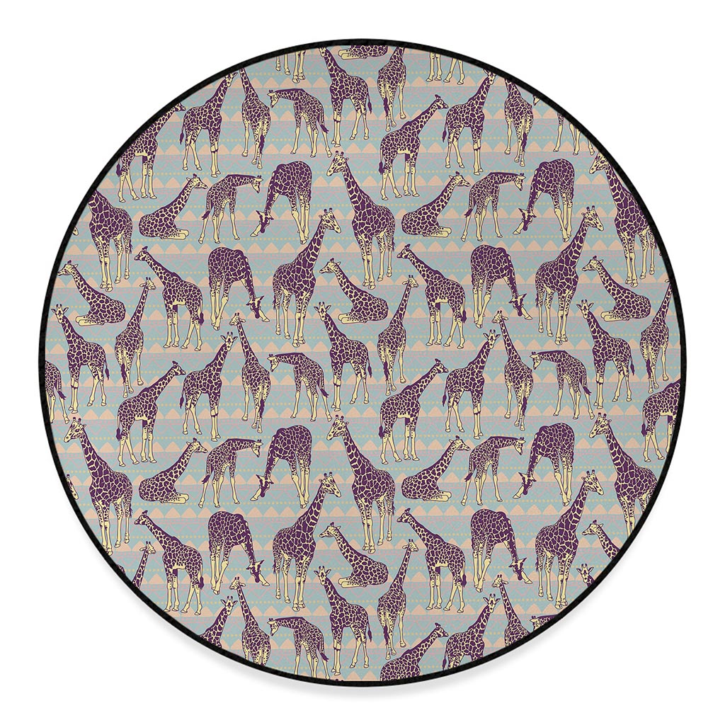 Aztec Giraffe Pattern Print Round Floor Mat