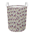 Aztec Giraffe Pattern Print Round Laundry Basket