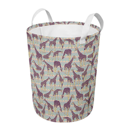 Aztec Giraffe Pattern Print Round Laundry Basket