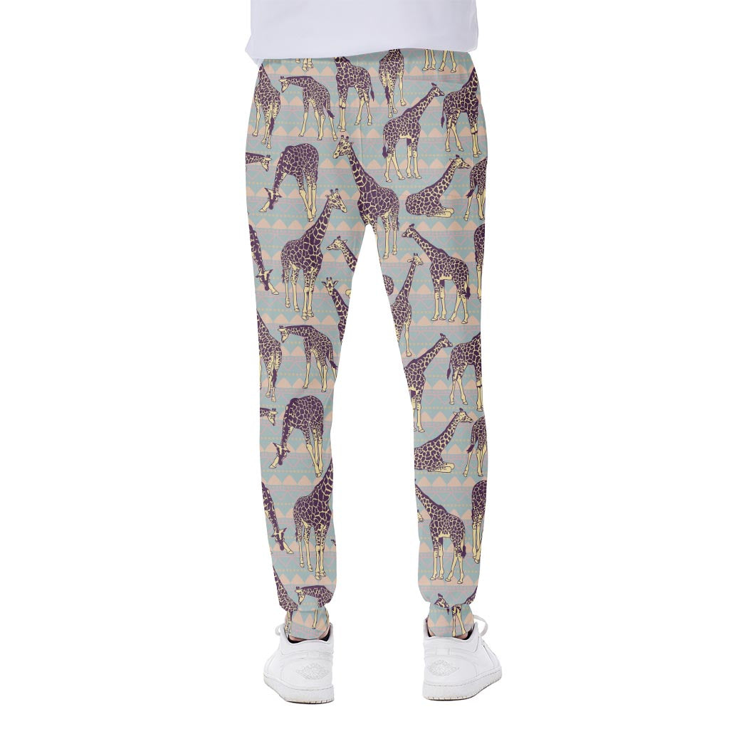 Aztec Giraffe Pattern Print Scuba Joggers