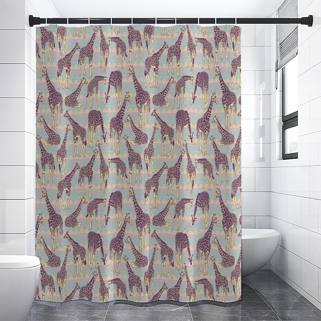 Aztec Giraffe Pattern Print Shower Curtain