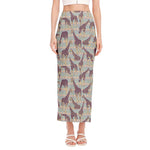 Aztec Giraffe Pattern Print Side Slit Maxi Skirt