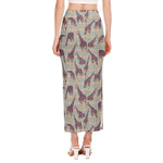 Aztec Giraffe Pattern Print Side Slit Maxi Skirt