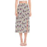 Aztec Giraffe Pattern Print Side Slit Midi Skirt