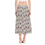 Aztec Giraffe Pattern Print Side Slit Midi Skirt
