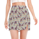 Aztec Giraffe Pattern Print Side Slit Mini Skirt