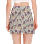 Aztec Giraffe Pattern Print Side Slit Mini Skirt