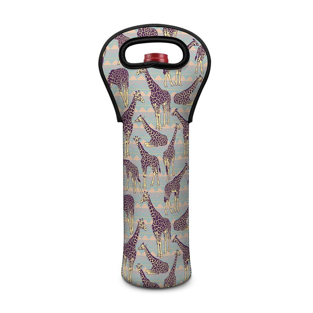 Aztec Giraffe Pattern Print Single Neoprene Wine Tote