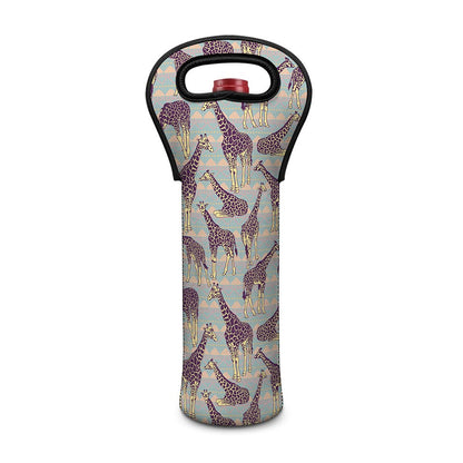 Aztec Giraffe Pattern Print Single Neoprene Wine Tote