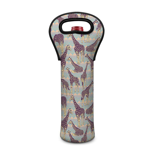 Aztec Giraffe Pattern Print Single Neoprene Wine Tote