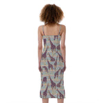 Aztec Giraffe Pattern Print Slim Fit Midi Cami Dress