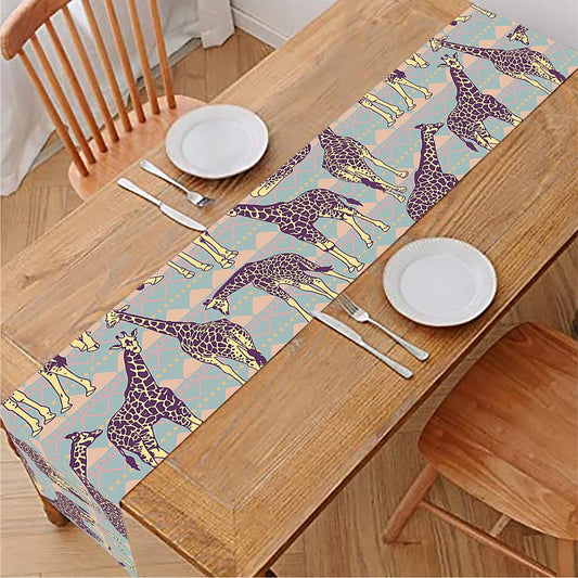 Aztec Giraffe Pattern Print Table Runner