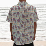 Aztec Giraffe Pattern Print Textured Short Sleeve Shirt