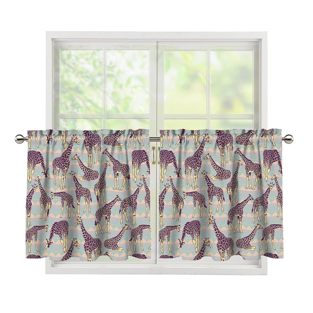 Aztec Giraffe Pattern Print Tier Curtains