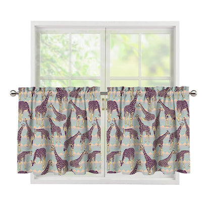 Aztec Giraffe Pattern Print Tier Curtains
