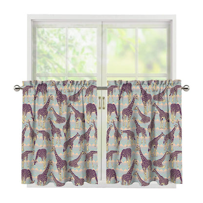 Aztec Giraffe Pattern Print Tier Curtains