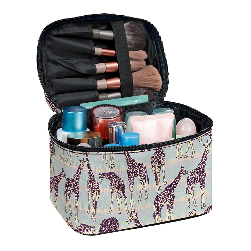 Aztec Giraffe Pattern Print Travel Makeup Bag