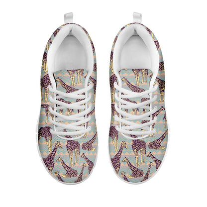 Aztec Giraffe Pattern Print White Running Shoes