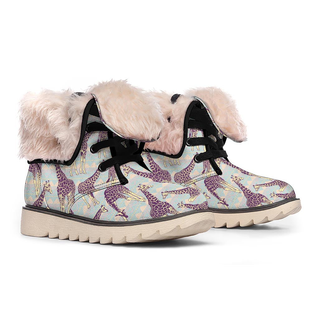 Aztec Giraffe Pattern Print Winter Boots
