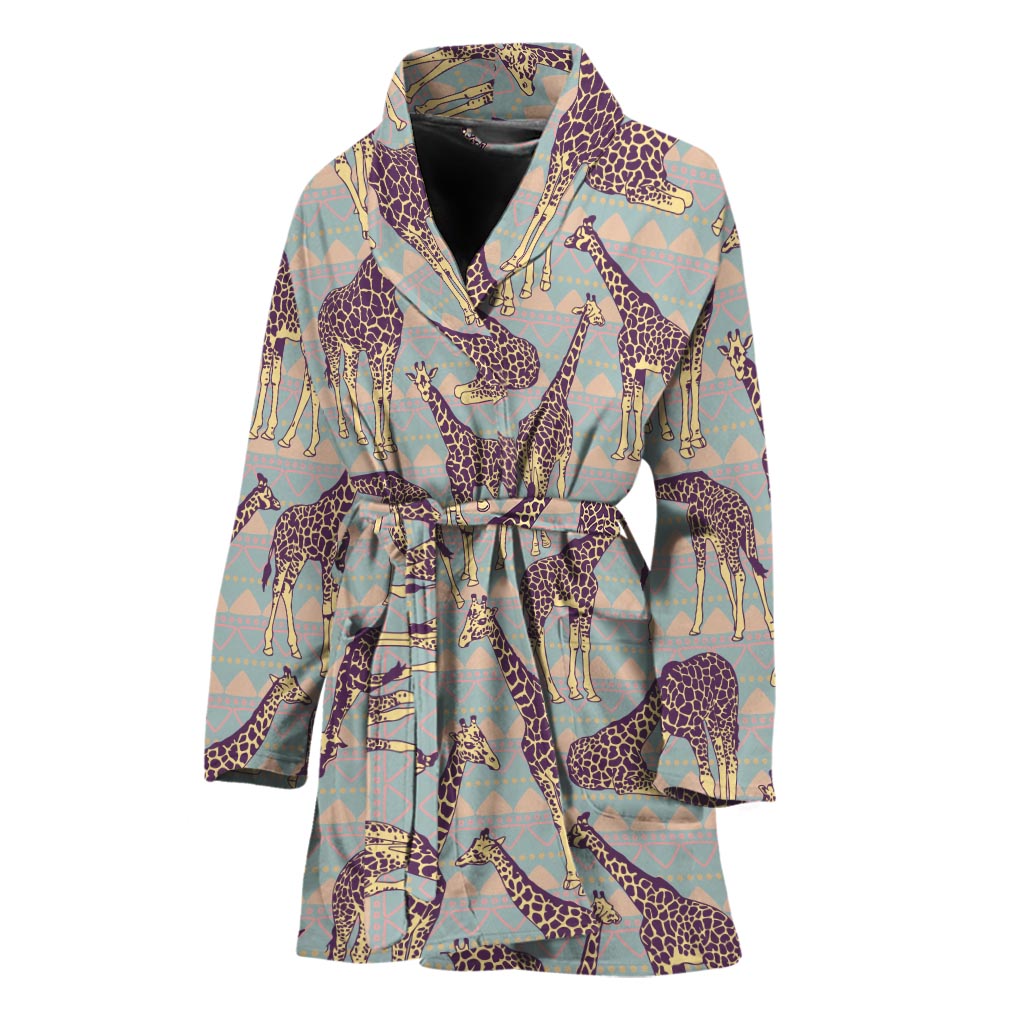 Aztec Giraffe Pattern Print Women's Bathrobe