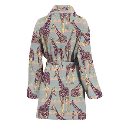 Aztec Giraffe Pattern Print Women's Bathrobe