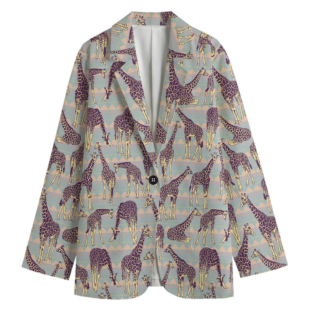 Aztec Giraffe Pattern Print Women's Blazer