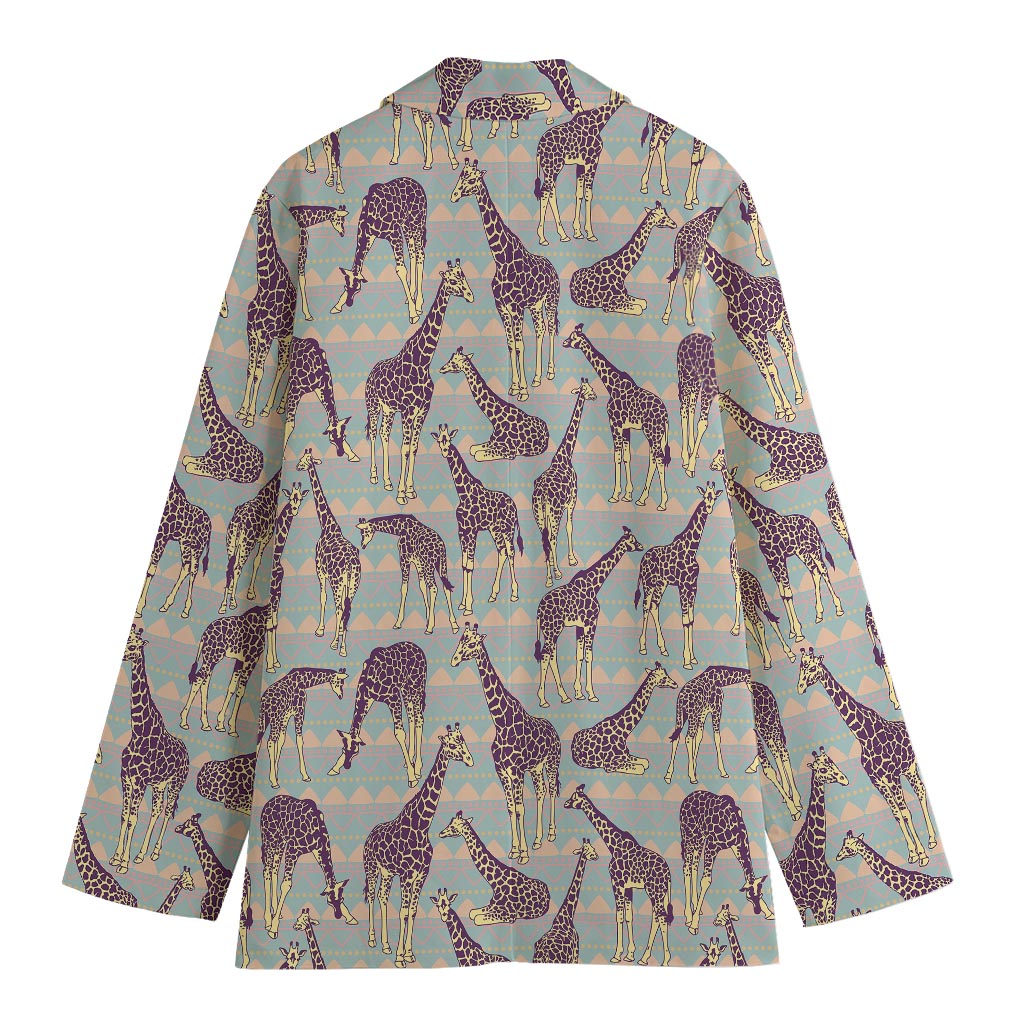 Aztec Giraffe Pattern Print Women's Blazer