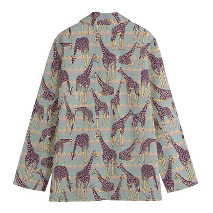 Aztec Giraffe Pattern Print Women's Blazer