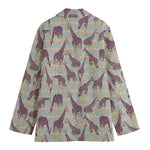 Aztec Giraffe Pattern Print Women's Cotton Blazer