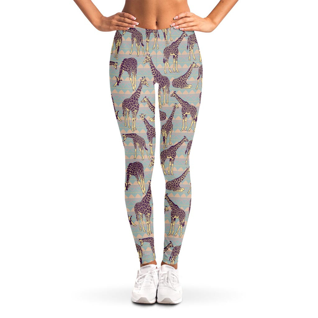Aztec Giraffe Pattern Print Women's Leggings