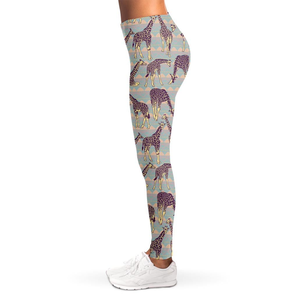 Aztec Giraffe Pattern Print Women's Leggings