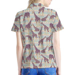 Aztec Giraffe Pattern Print Women's Polo Shirt