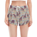 Aztec Giraffe Pattern Print Women's Split Running Shorts