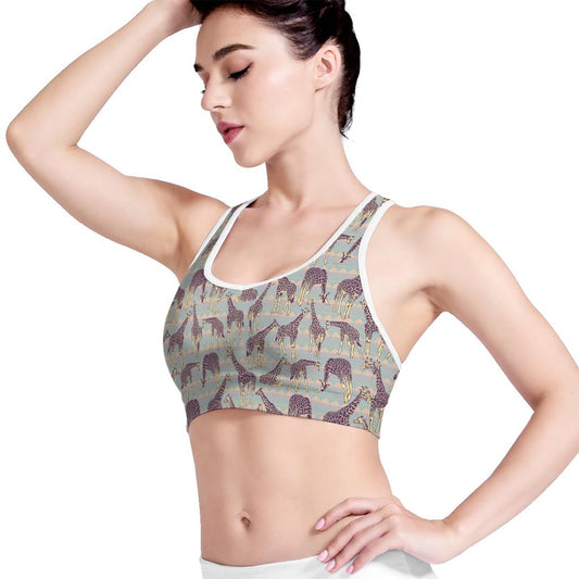 Aztec Giraffe Pattern Print Women's Sports Bra