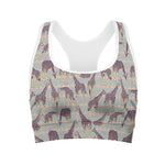 Aztec Giraffe Pattern Print Women's Sports Bra