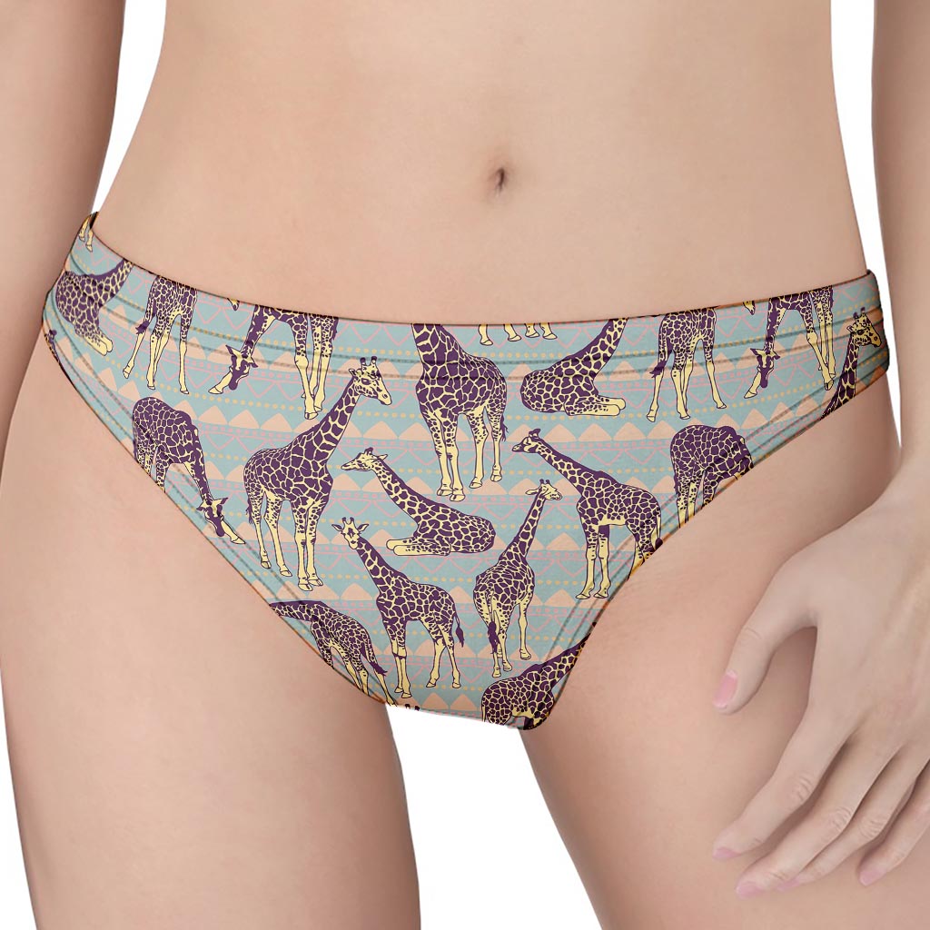 Aztec Giraffe Pattern Print Women's Thong