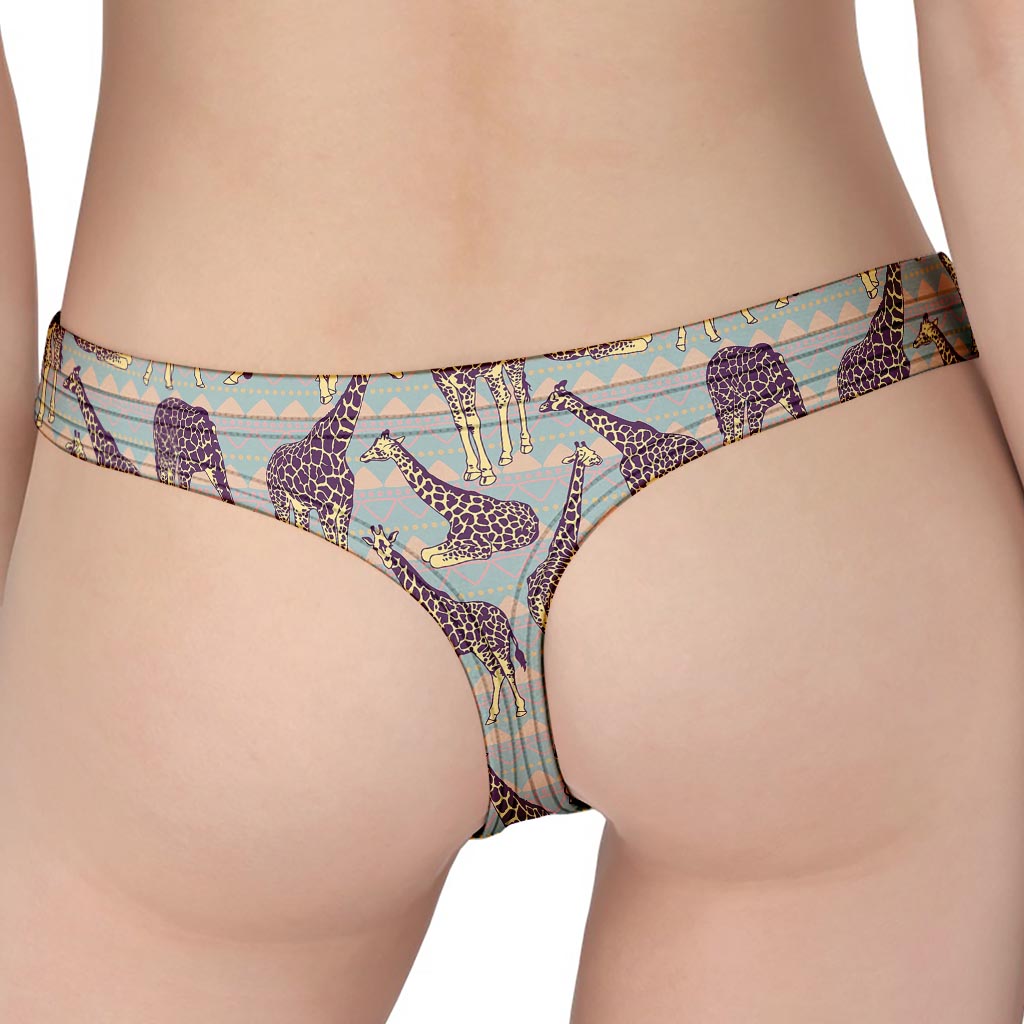 Aztec Giraffe Pattern Print Women's Thong