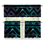 Aztec Tribal Galaxy Pattern Print 3 Piece Kitchen Curtains